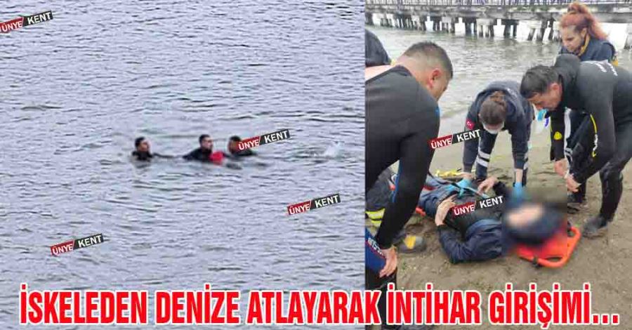 İskeleden denize atlayarak intihar girişimi