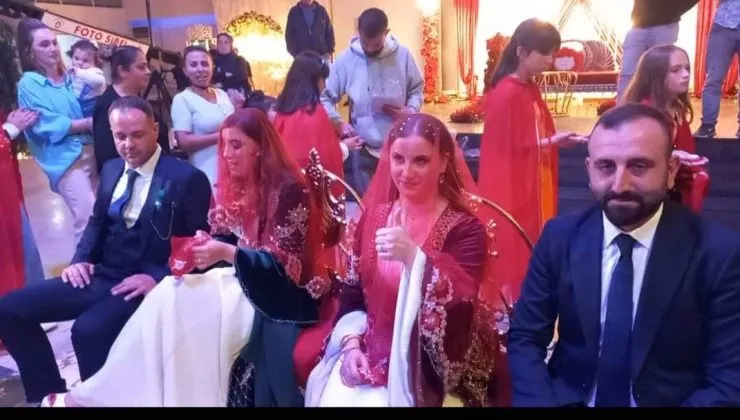 Kız kardeşlerin kına gecesi birlikte yapıldı