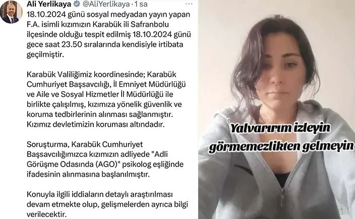 Bakanlık olayı incelemeye aldı, genç kız koruma altında