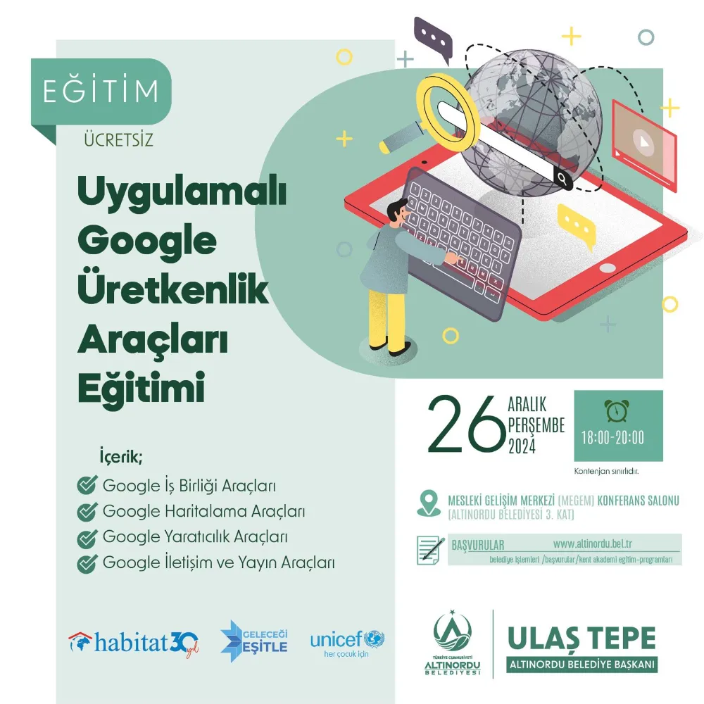 Google Üretkenlik Araçları Eğitimi verilecek… 