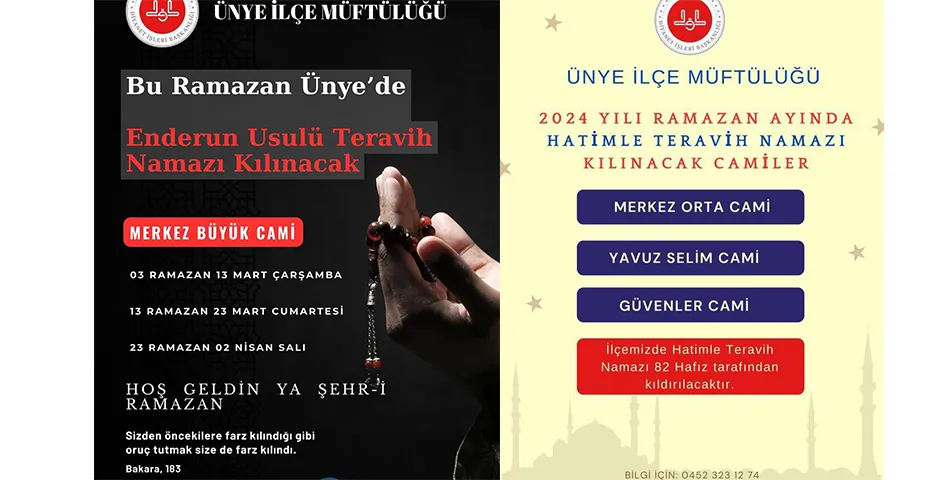 Ünye’de Hatimle ve Enderun Usulü teravih…