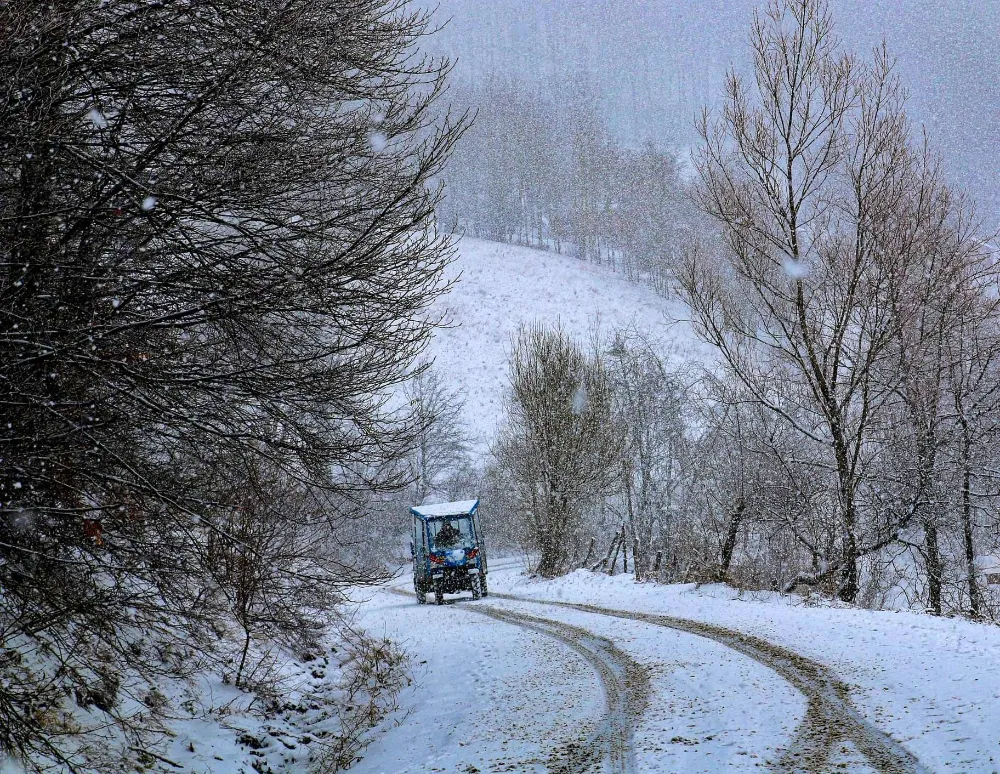 Akkuş karla kaplandı 