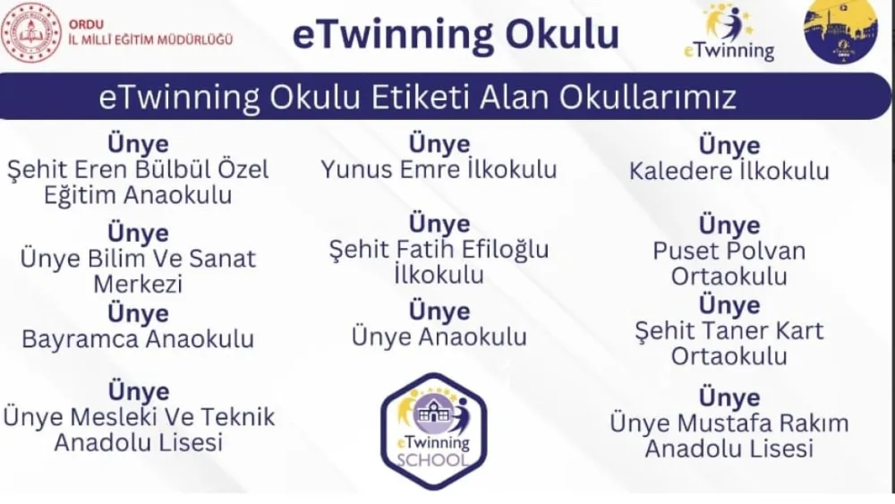 Ünye’den 11 okula eTwinning etiketi 
