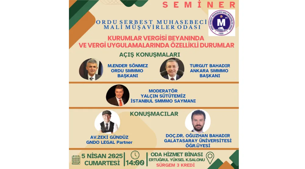 Ordu SMMM Odası’ndan önemli seminer!
