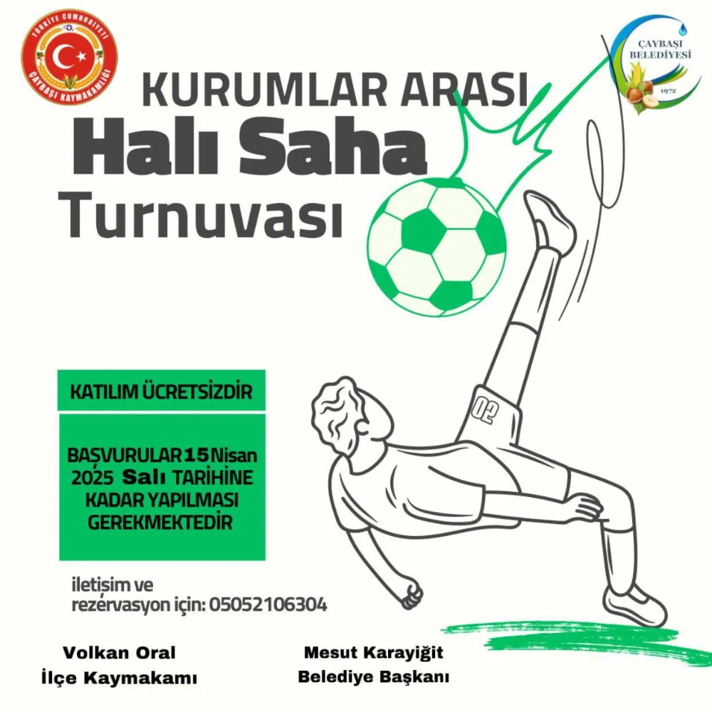 Çaybaşı’nda 19 Mayıs Kurumlar Arası Futbol Turnuvası düzenlenecek