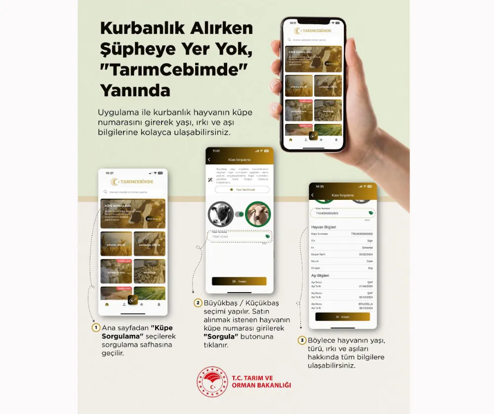 “Tarım Cebimde” uygulamasıyla kurbanlık hayvan bilgilerine anında erişim!