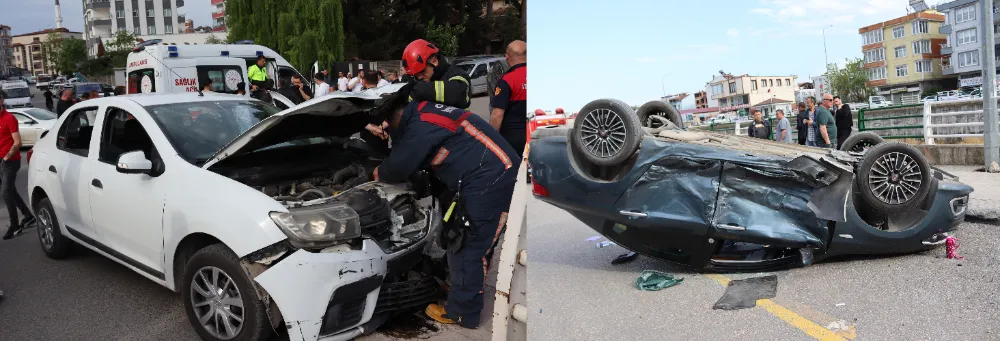 Ünye’de iki otomobil çarpıştı; 1’i çocuk 5 kişi yaralandı