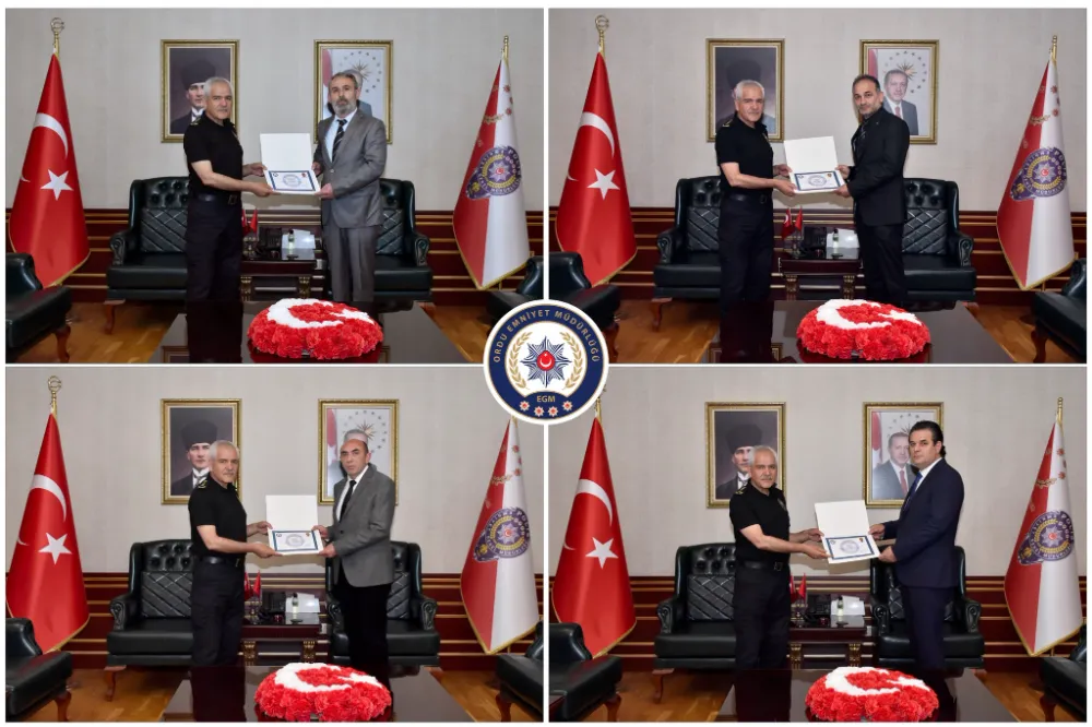 Ordu’da başarılı polis memurlarına Teşekkür Belgesi