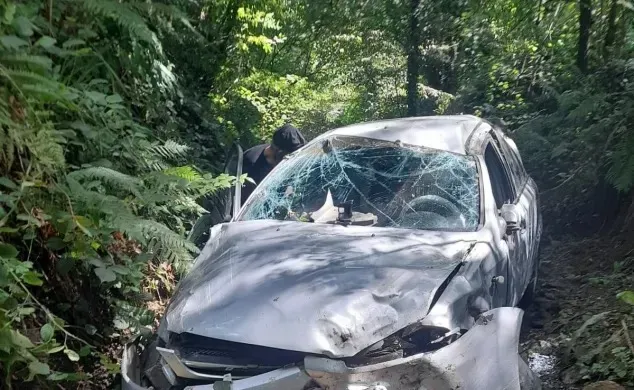 Direksiyon kilitlendi, otomobil dereye uçtu