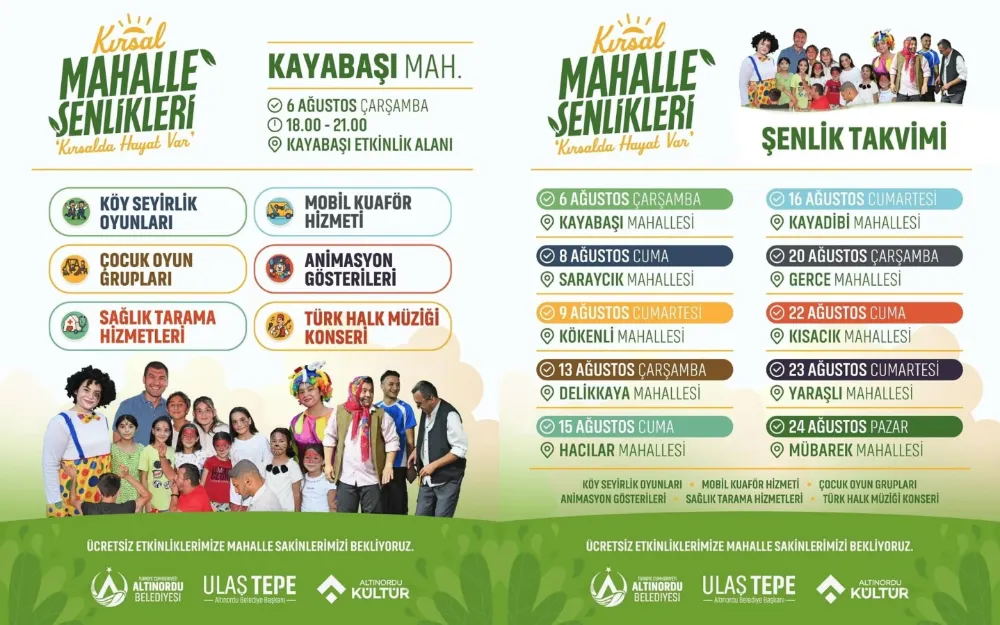 Altınordu’da Kırsal Mahalle Şenlikleri başlıyor